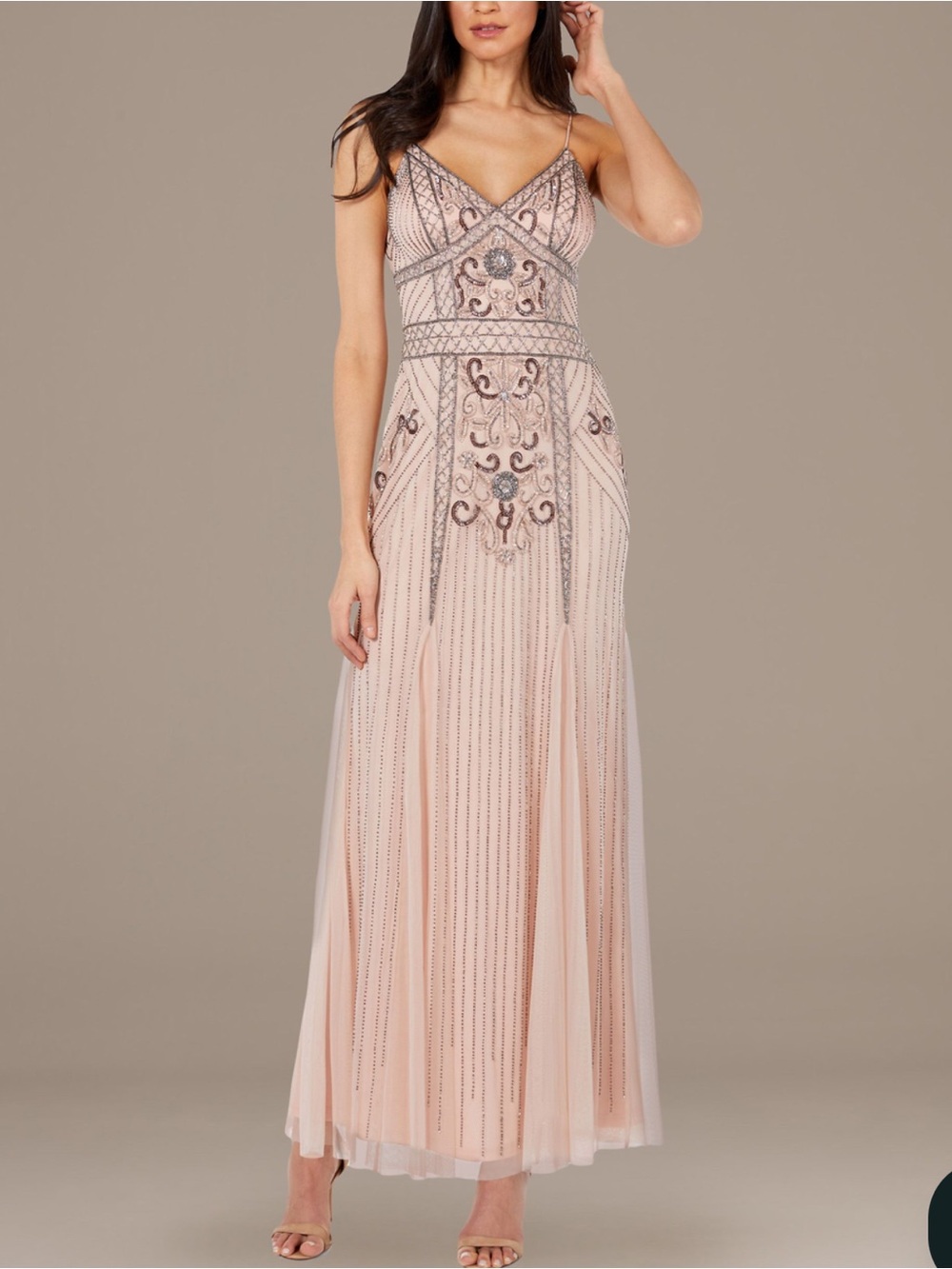NWT Jump Blush Beaded Sequin Mermaid Prom Formal Evening Gown Dress Size 1/2